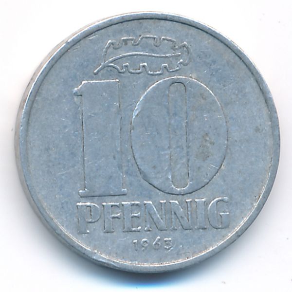 ГДР, 10 пфеннигов (1963 г.)