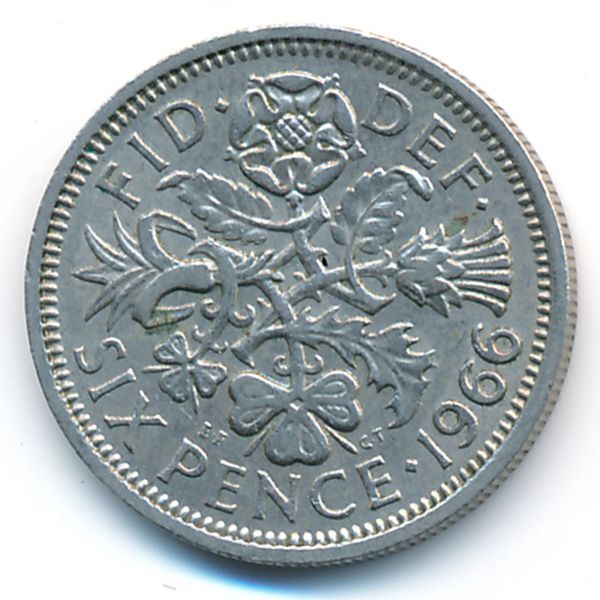 Великобритания, 6 пенсов (1966 г.)