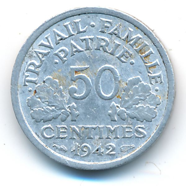 Франция, 50 сентим (1942 г.)