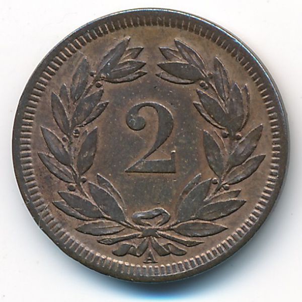 Швейцария, 2 раппена (1851 г.)