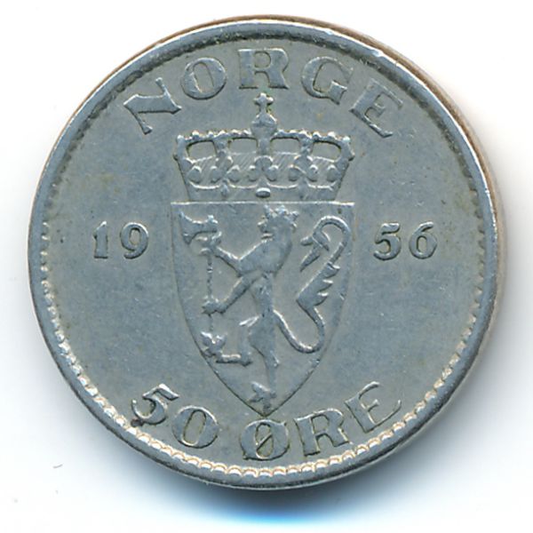 Норвегия, 50 эре (1956 г.)