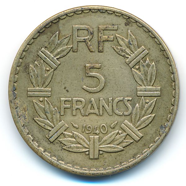Франция, 5 франков (1940 г.)