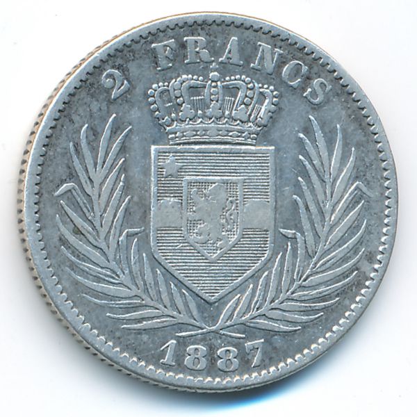 Бельгийское Конго, 2 франка (1887 г.)
