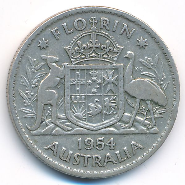 Австралия, 1 флорин (1954 г.)