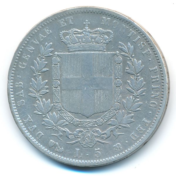 Сардиния, 5 лир (1852 г.)