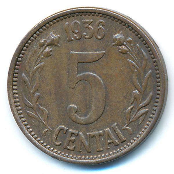 Литва, 5 центов (1936 г.)