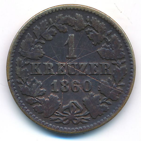 Нассау, 1 крейцер (1860 г.)