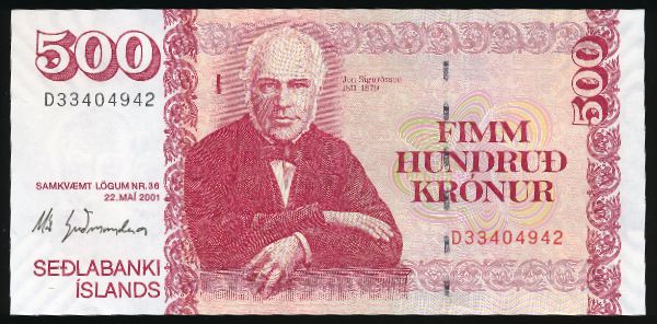 Исландия, 500 крон (2001 г.)