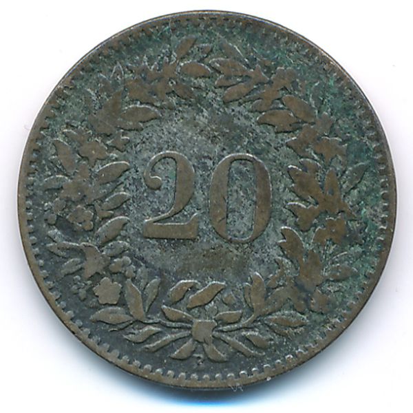 Швейцария, 20 раппенов (1858 г.)