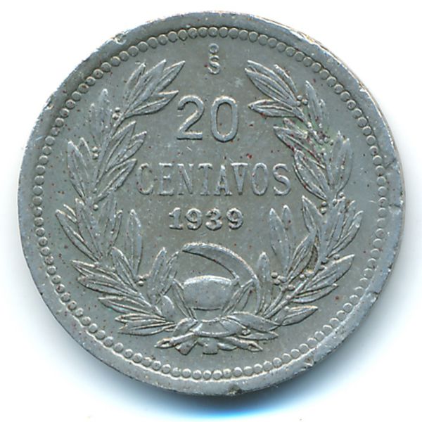 Чили, 20 сентаво (1939 г.)