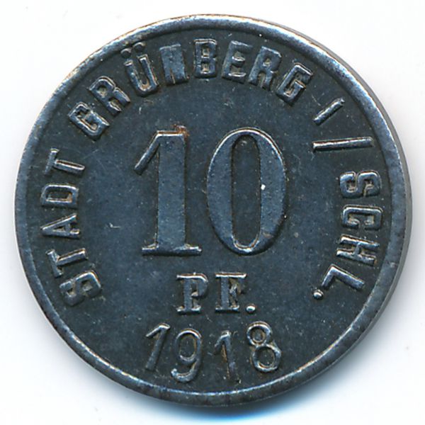 Грюнберг., 10 пфеннигов (1918 г.)