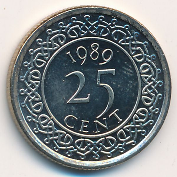 Суринам, 25 центов (1989 г.)