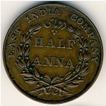 British West Indies, 1/2 anna, 1835–1845