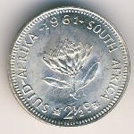 South Africa, 2 1/2 cents, 1961–1964