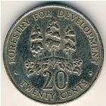 Jamaica, 20 cents, 1976–1987