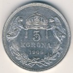 Hungary, 5 korona, 1900–1909