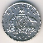 Австралия, 6 пенсов (1938–1945 г.)