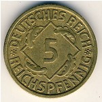 Веймарская республика, 5 рейхспфеннигов (1924–1936 г.)