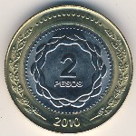 Argentina, 2 pesos, 2010–2016
