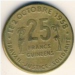 Guinea, 25 francs, 1959