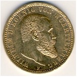 Wurttemberg, 10 mark, 1893–1913