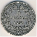France, 5 francs, 1832–1839