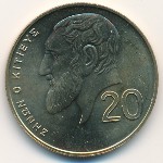 Cyprus, 20 cents, 1991–2004