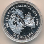 Cook Islands, 50 dollars, 1992