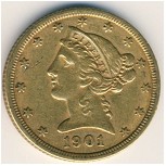 США, 5 долларов (1866–1908 г.)