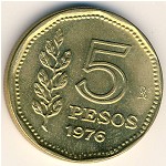 Argentina, 5 pesos, 1976–1977