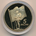 New Zealand, 5 dollars, 1990
