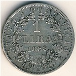 Papal States, 1 lira, 1868–1869