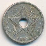 Belgian Congo, 5 centimes, 1909