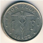 Belgium, 1 franc, 1922–1934