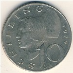 Austria, 10 schilling, 1974–2001