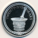 Virgin Islands, 25 dollars, 1988