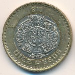 Мексика, 10 песо (1997–2019 г.)