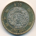 Mexico, 10 pesos, 2000–2001