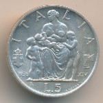 Italy, 5 lire, 1936–1941