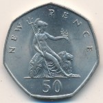 Great Britain, 50 new pence, 1969–1981