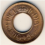 Британская Индия, 1 пайса (1943–1947 г.)