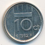 Нидерланды, 10 центов (1982–2001 г.)