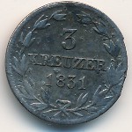 Нассау, 3 крейцера (1831–1836 г.)