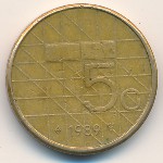 Нидерланды, 5 гульденов (1988–1990 г.)