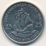 Восточные Карибы, 25 центов (1981–2000 г.)