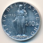 Vatican City, 10 lire, 1951–1958
