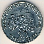 Jamaica, 20 cents, 1981