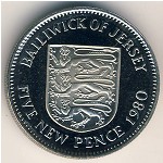 Jersey, 5 new pence, 1968–1980