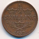 Швеция, 1/2 скиллинга (1832–1833 г.)