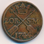 Sweden, 2 ore, 1743–1750